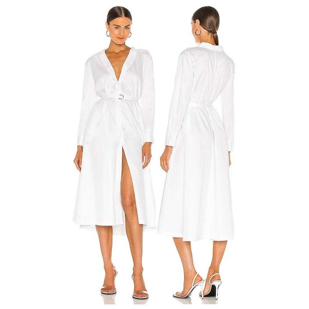 Norma Kamali Boyfriend Shirt Dress Belted Minimalist Work Office Party Fall XS